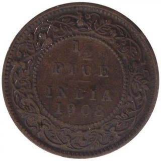 Bronze Half Pice Coin of King Edward VII of Calcutta Mint of 1908.