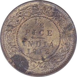 Bronze Half Pice Coin of King George V of Calcutta Mint of 1912.