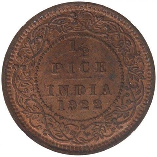 Bronze Half Pice Coin of King George V of Calcutta Mint of 1922.