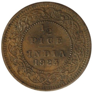 Bronze Half Pice Coin of King George V of Calcutta Mint of 1923.