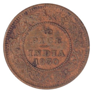 Bronze Half Pice Coin of King George V of Calcutta Mint of 1930.