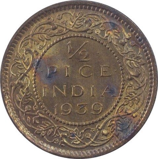 Bronze Half Pice Coin of King George VI of Calcutta Mint of 1939.