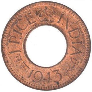 Bronze One Pice Coin of KIng George VI of Pretoria Mint of 1943.