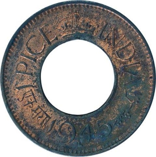 Bronze One Pice Coin of King George VI of Lahore Mint of 1945.