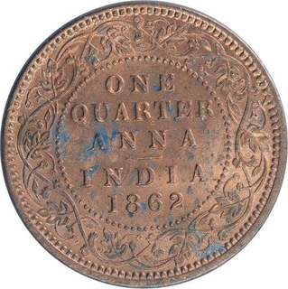 Copper One Quarter Anna Coin of Victoria Queen of Calcutta Mint of 1862.