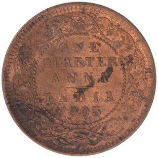 Copper One Quarter Anna Coin of King Edward VII of Calcutta Mint of 1903.