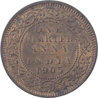 Copper One Quarter Anna Coin of King Edward VII of Calcutta Mint of 1905.