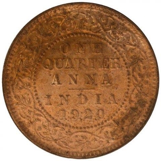 Copper One Quarter Anna Coin of King George V of Calcutta Mint of 1920.