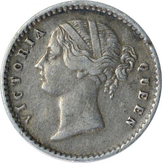 Silver Two Annas Coin of Victoria Queen of Calcutta Mint of 1841.