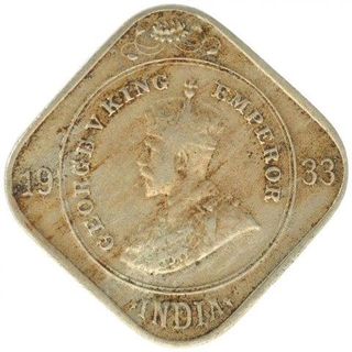 Copper Nickel Two Annas Coin of King George V of Calcutta Mint of 1933.