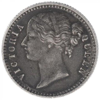 Silver One Quarter Rupee Coin of Victoria Queen of Bombay Mint of 1840.