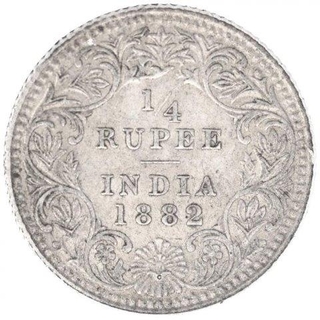 Silver One Quarter Rupee Coin of Victoria Empress of Calcutta Mint of 1882.