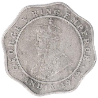 Copper Nickel Four Annas Coin of King George V of Bombay Mint of 1919.