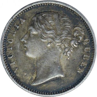 Silver Half Rupee Coin of Victoria Queen of Calcutta Mint of 1840.