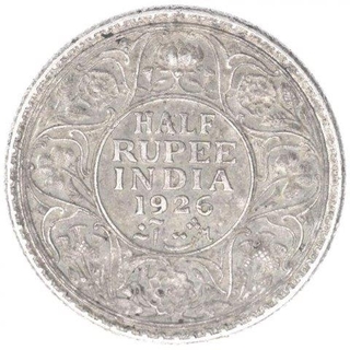 Silver Half Rupee Coin of King George V of Bombay Mint of 1926.