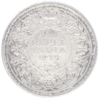 Silver Half Rupee Coin of King George V of Calcutta Mint of 1930.