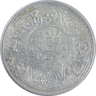 Rare Silver Half Rupee Coin of King George VI of Calcutta Mint of 1939.