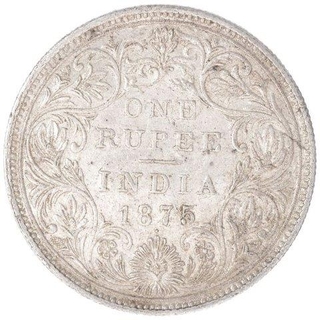 Silver One Rupee Coin of Victoria Queen of Bombay Mint of 1875.