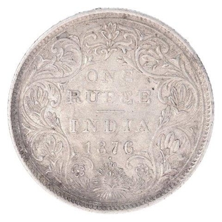 Silver One Rupee Coin of Victoria Queen of Bombay Mint of 1876.