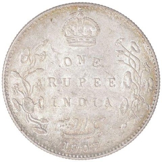 Silver One Rupee Coin of King Edward VII of Bombay Mint of 1907.