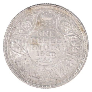 Silver One Rupee Coin of King George V of Bombay Mint of 1920.