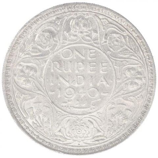 Silver One Rupee Coin of King George VI of Bombay Mint of 1940.