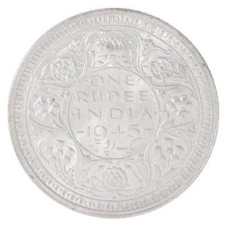 Silver One Rupee Coin of King George VI of Bombay Mint of 1945.