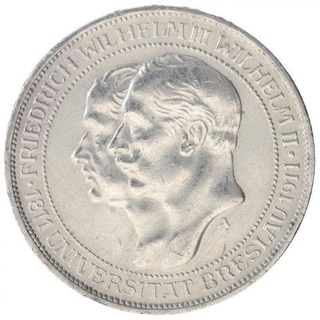 Silver Three Mark Coin of Prussia of German.