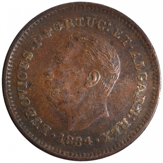 Copper One Eight Tanga Coin of Luiz I of Indo Portuguese.