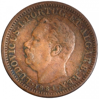 Copper One Quarter Tanga Coin of Luiz I of Indo Portuguese.