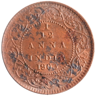 Copper One Twelfth Anna Coin of King Edward VII of Calcutta Mint of 1903.