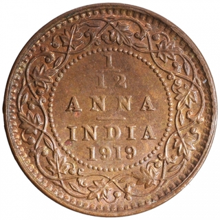 Bronze One Twelfth Anna Coin of King George V of Calcutta Mint of 1919.