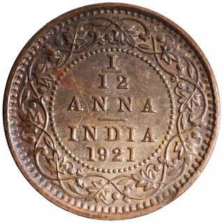 Bronze One Twelfth Anna Coin of King George V of Calcutta Mint of 1921.