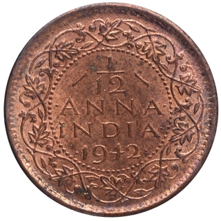 Copper One Twelfth Anna Coin of King George VI of Bombay Mint of 1942.