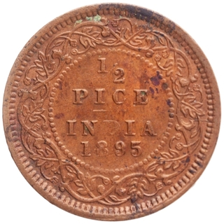 Copper Half Pice Coin of Victoria Empress of Calcutta Mint of 1895.