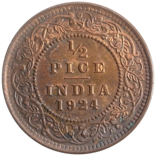 Bronze Half Pice Coin of King George V of Calcutta Mint of 1924.