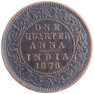 Copper One Quarter Anna Coin of Victoria Queen of Calcutta Mint of 1876.