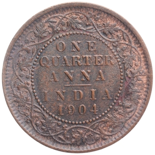 Copper One Quarter Anna Coin of King Edward VII of Calcutta Mint of 1904.