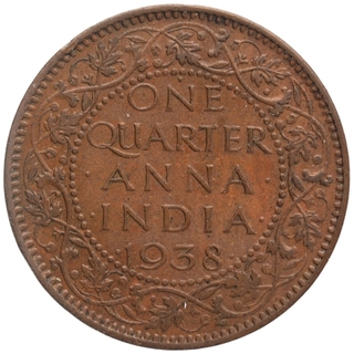 Bronze One Quarter Anna Coin of King George VI of Bombay Mint of 1938.