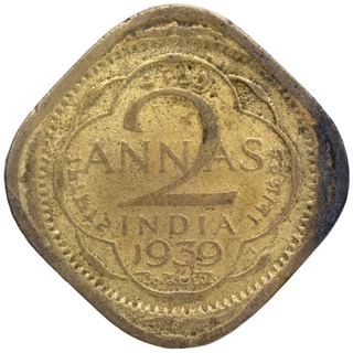 Two Annas Coin of King George VI of Calcutta Mint of 1939.