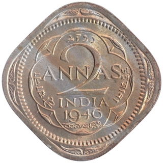 Copper Nickel Two Annas Coin of King George VI of Calcutta Mint of 1946.