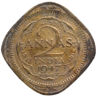 Two Annas Coin of King George VI of Calcutta Mint of 1947.