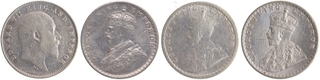 Silver Two Annas Coins of King Edward VII and King George V of Calcutta Mint.