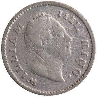 Silver Quarter Rupee Coin of King William IIII of Calcutta Mint of 1835.