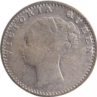 Silver Quarter Rupee Coin of Victoria Queen of Calcutta Mint of 1840.