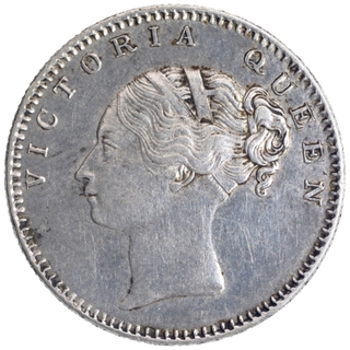 Silver Half Rupee Coin of Victoria Queen of Bombay Mint of 1840.