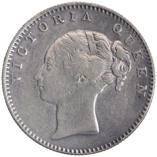 Silver Half Rupee Coin of Victoria Queen of Bombay Mint of 1840.