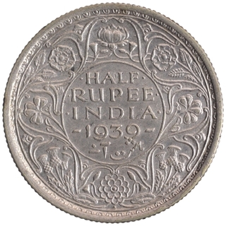 Silver Half Rupee Coin of King George VI of Bombay Mint of 1939.