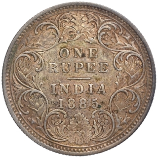 Silver One Rupee Coin of Victoria Empress of Bombay Mint of 1885.