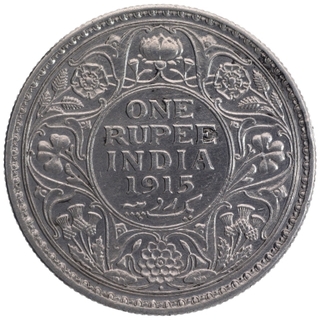 Silver One Rupee Coin of King George V of Bombay Mint of 1915.